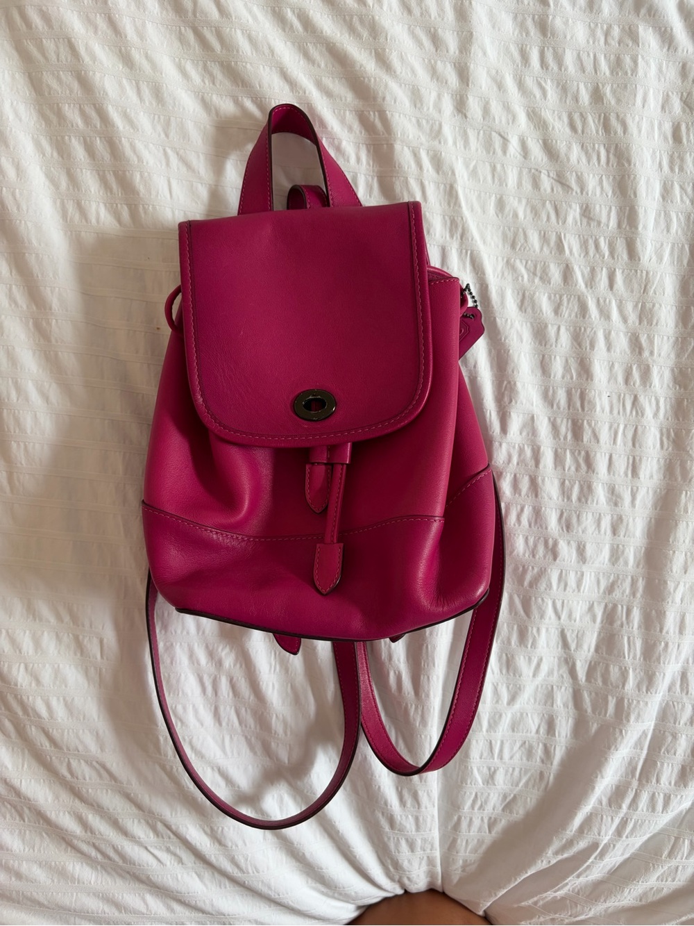 Coach Bright Fuchsia Mini Leather Backpack